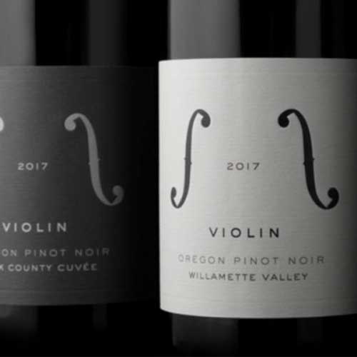 Violin Wines - Label on a 2017 Oregon Pinot Noir Bottle